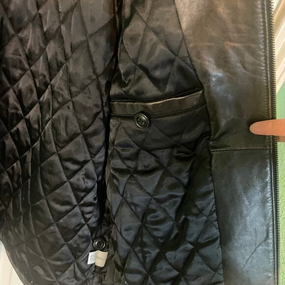 Vintage GAP Men's Distressed Black Leather Aviator Jacket Sherpa Collar Size L - Picture 7 of 13